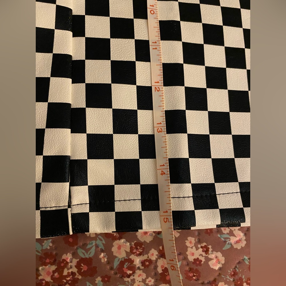 Nasty Gal NWT Black and white checkered faux leather mini skirt